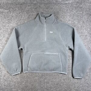 Gymshark 1/4 Zip Womens Small Gray Sherpa Athleisure Workout Running NWOT